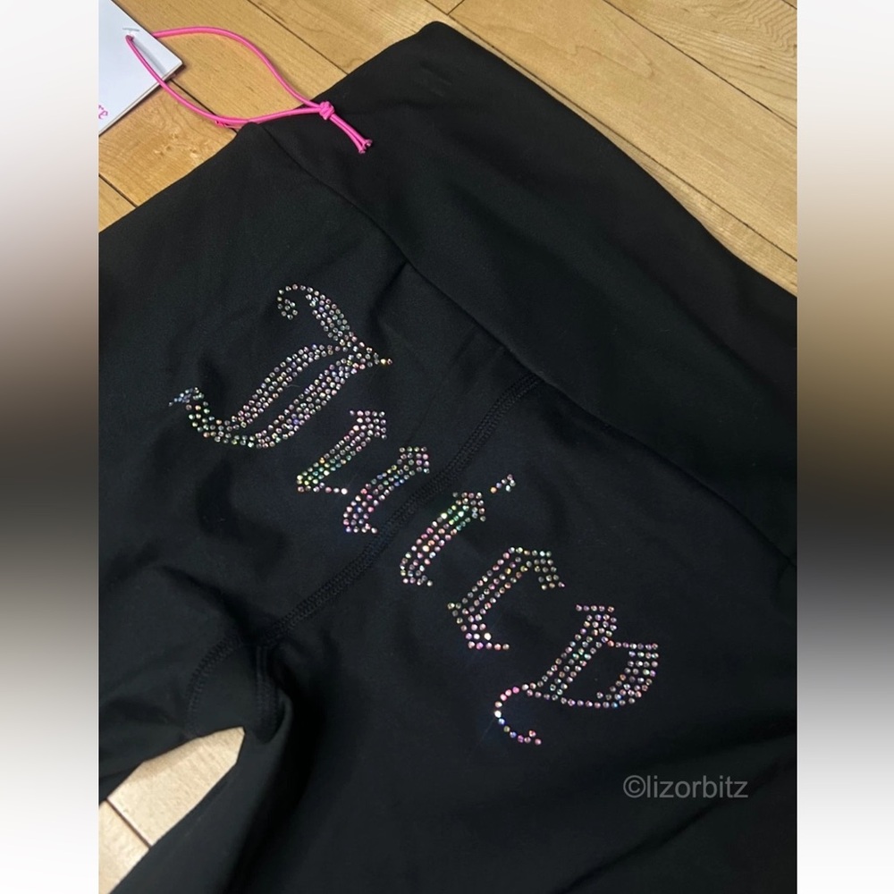 NEW ! JUICY COUTURE Sport OG Big Bling Logo Flare Leggings Black Size S - Picture 2 of 5